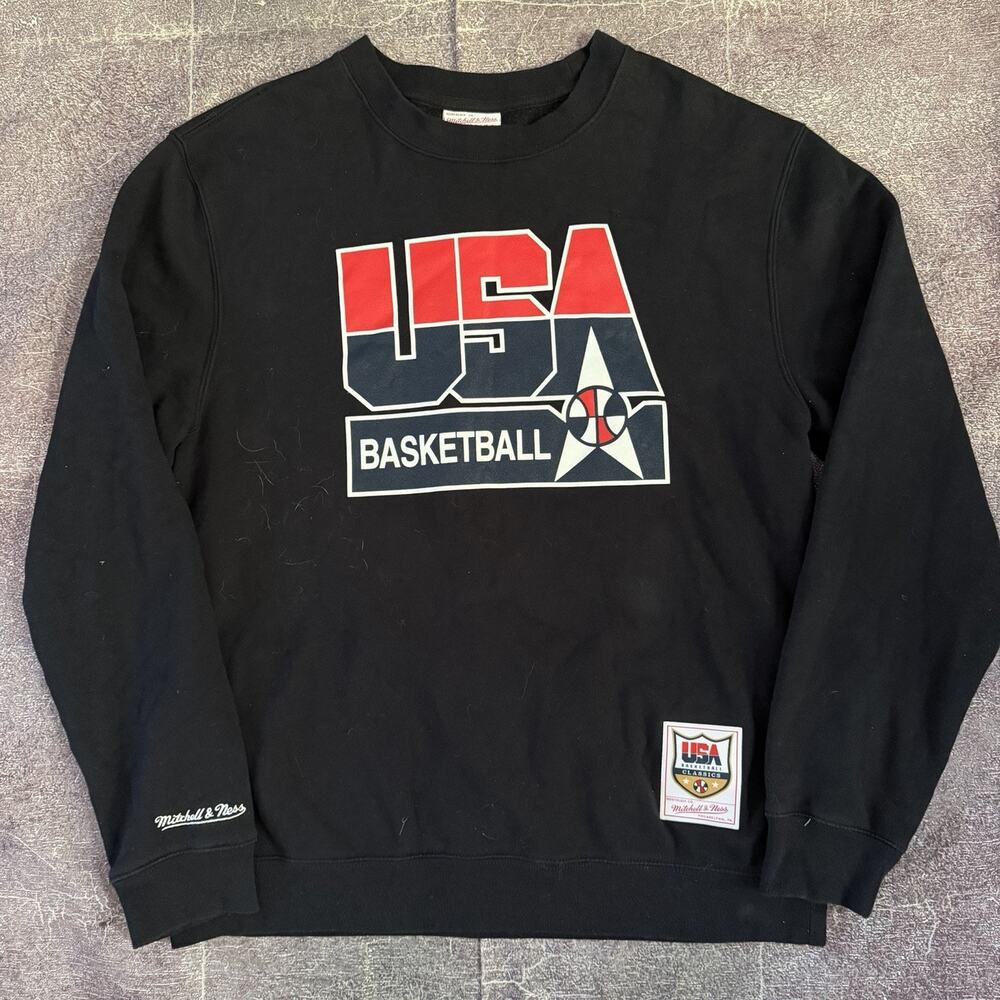 Mens Mitchell & Ness 1992 Dream Team USA Olympic Black Crewneck Sweatshirt Sz XL